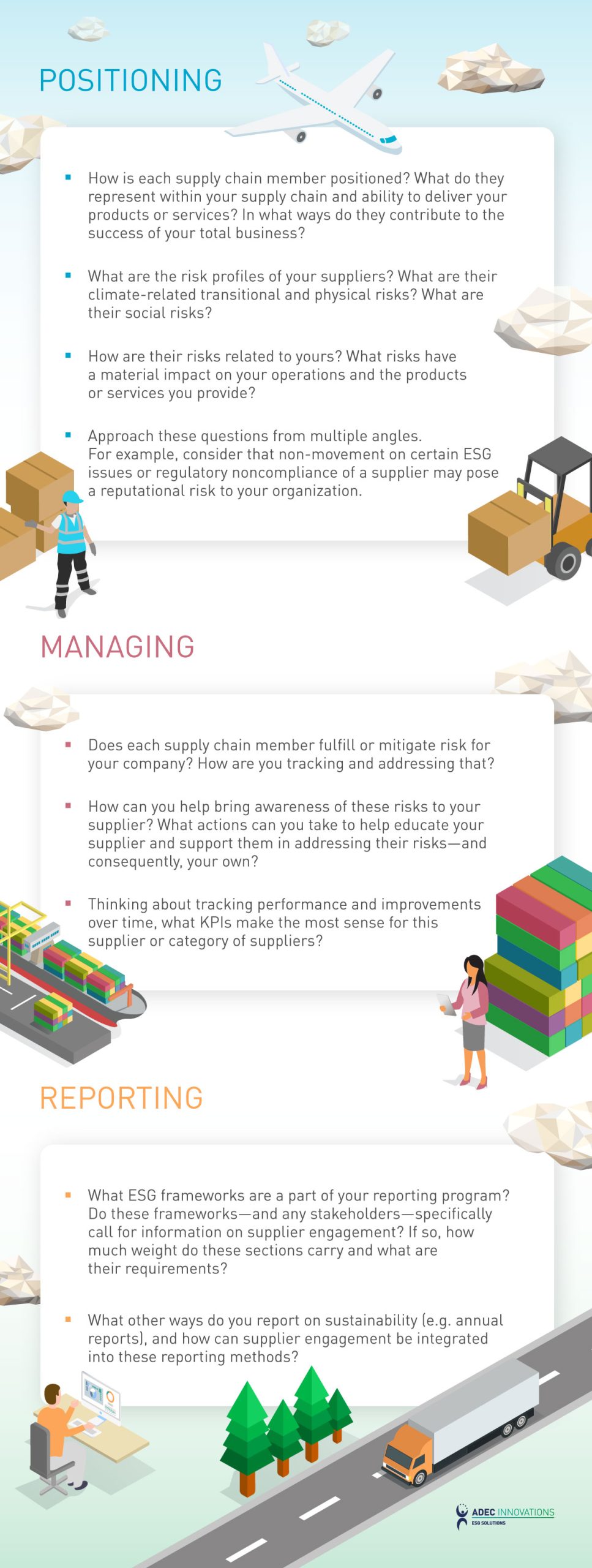 Infographic that reviews questions you should ask yourself when creating a strategy around supplier engagement.